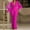 Hot Pink, variant on Joau Women's Casual Sequins Jumpsuits Sheer Mesh Puff Long Sleeve Deep V Neck Loose Fit Flared Leg Formal Rompers Jumpsuits One Piece Cocktail Outfits