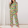 thumbnail image 2 of KLL Multicolored Tropical Print Women's Long Sleeve Pajamas with Pants Sleepwear Loungewear 2 Set-X-Large, 2 of 7