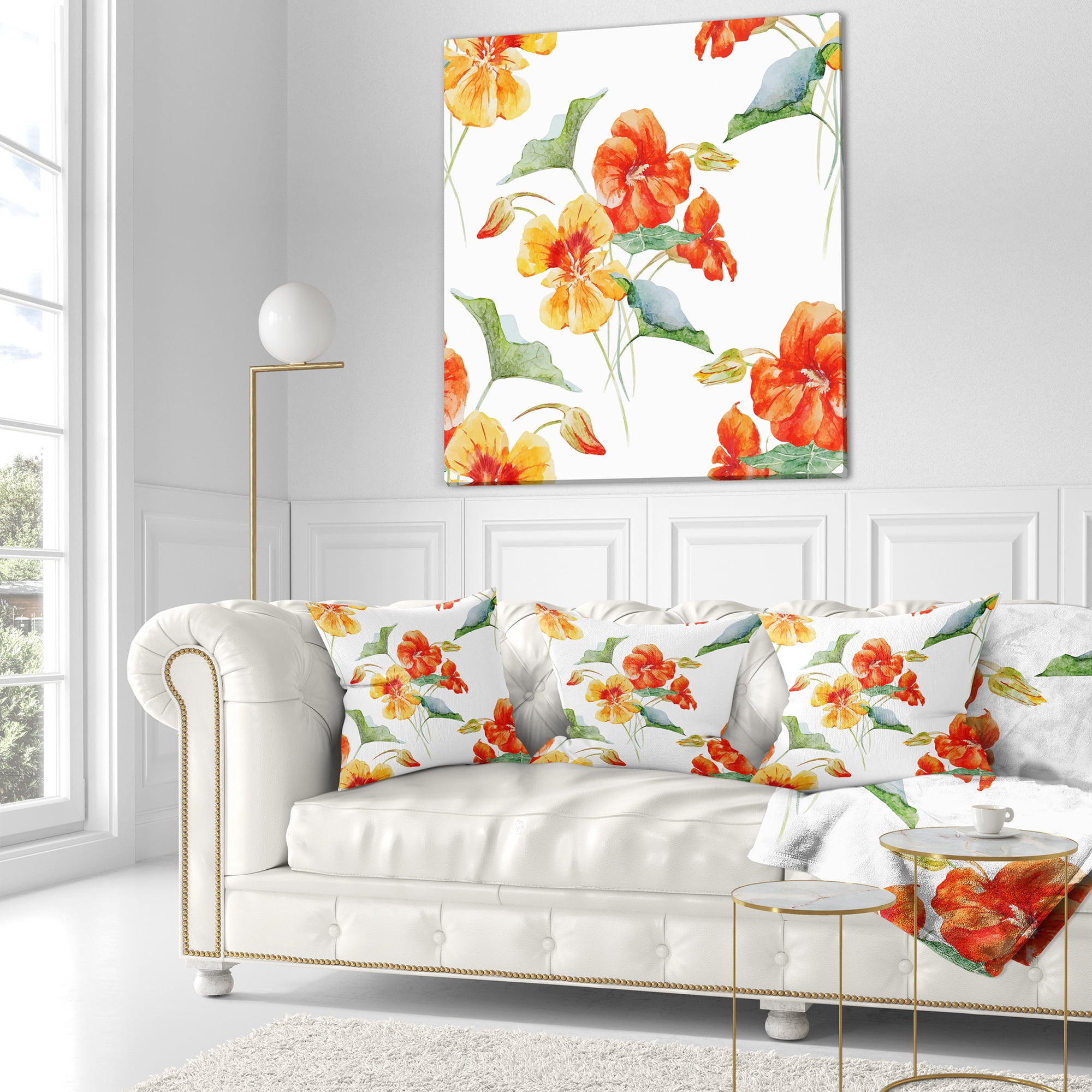 Designart 16" x 16" Orange Polyester Throw Pillow