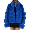 thumbnail image 2 of Lilgiuy Womens Ladies Warm Faux Furry Coat Jacket Winter Solid V-neck Outerwear Blue，10（XL） Winter Fashion 2022, 2 of 5