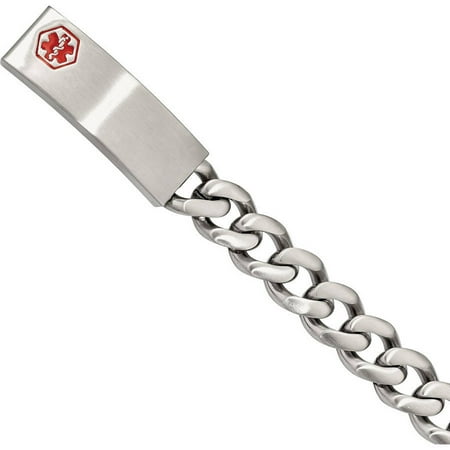 Primal Steel Stainless Steel Brushed Enameled Medical ID Bracelet, 8