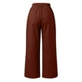 thumbnail image 4 of Women's Plus Summer Pants for Women Casual Black Dress Pants Women Plus Size Tall Linen Pants Women Comfy Flowy Wide Leg Pants Summer Baggy High Waisted Palazzo Beach Pants Trousers with Pockets, 4 of 4