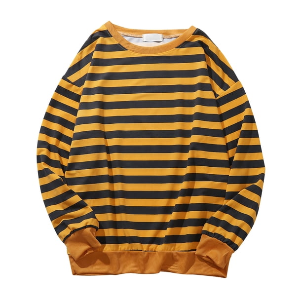 Gibobby Sudadera hombre Sudadera de vellón de manga larga con cuello redondo sin capucha para Hombre(Amarillo,XG)