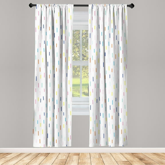 Ambesonne Geometric Curtains, Drizzling Funky Rain, Pair of 28"x95", Multicolor
