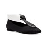 KATY PERRY Womens Black Collar And Tie Design Rhinestone Cushioned The Uni Pointed Toe Zip-Up Flats 7.5 M