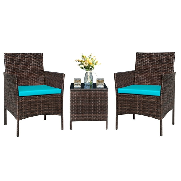 Homall 3 Pieces Patio Furniture Set Outdoor PE Rattan Wicker Patio