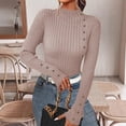 thumbnail image 3 of Wutalume Women's Long Sleeve Fall Soft Lightweight Knit Slim Sweater Tops, Versatile Solid Color Design, Cozy Layer for Transitional Weather,Khaki L, 3 of 8