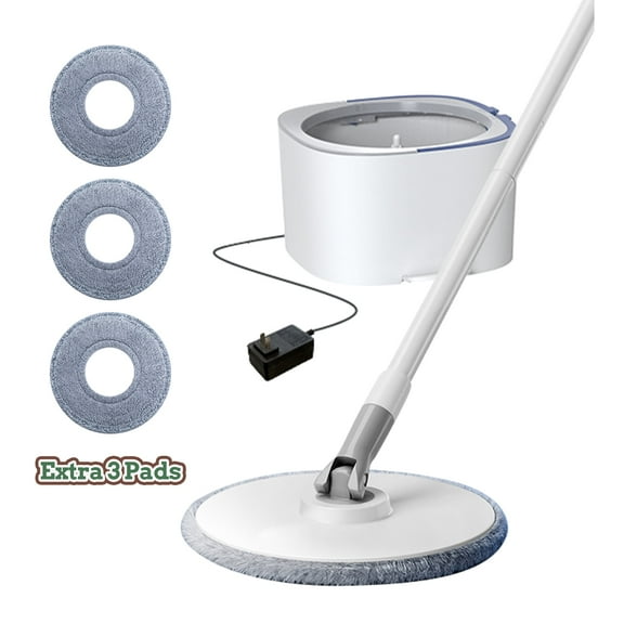 Eyliden Cordless Spin Mop and Bucket System with Pedal for Hardwood Floor, Electric Power Mop, 4 Pads