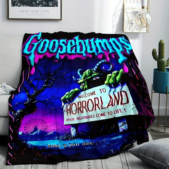 Goosebumps Horror Park Themed Flannel Blanket Machine Washable Hypoallergenic, Digital Printed Four Seasons Multipurpose Knitted Office Sofa Bed Travel Blanket