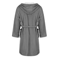 thumbnail image 3 of Women's Plush Fleece Hooded Bathrobe, Long Length Belted Robe, Soft Cozy Loungewear, Spa Style Open Front Gown, Comfortable Warm Pockets Robe Grey XXXL, 3 of 4