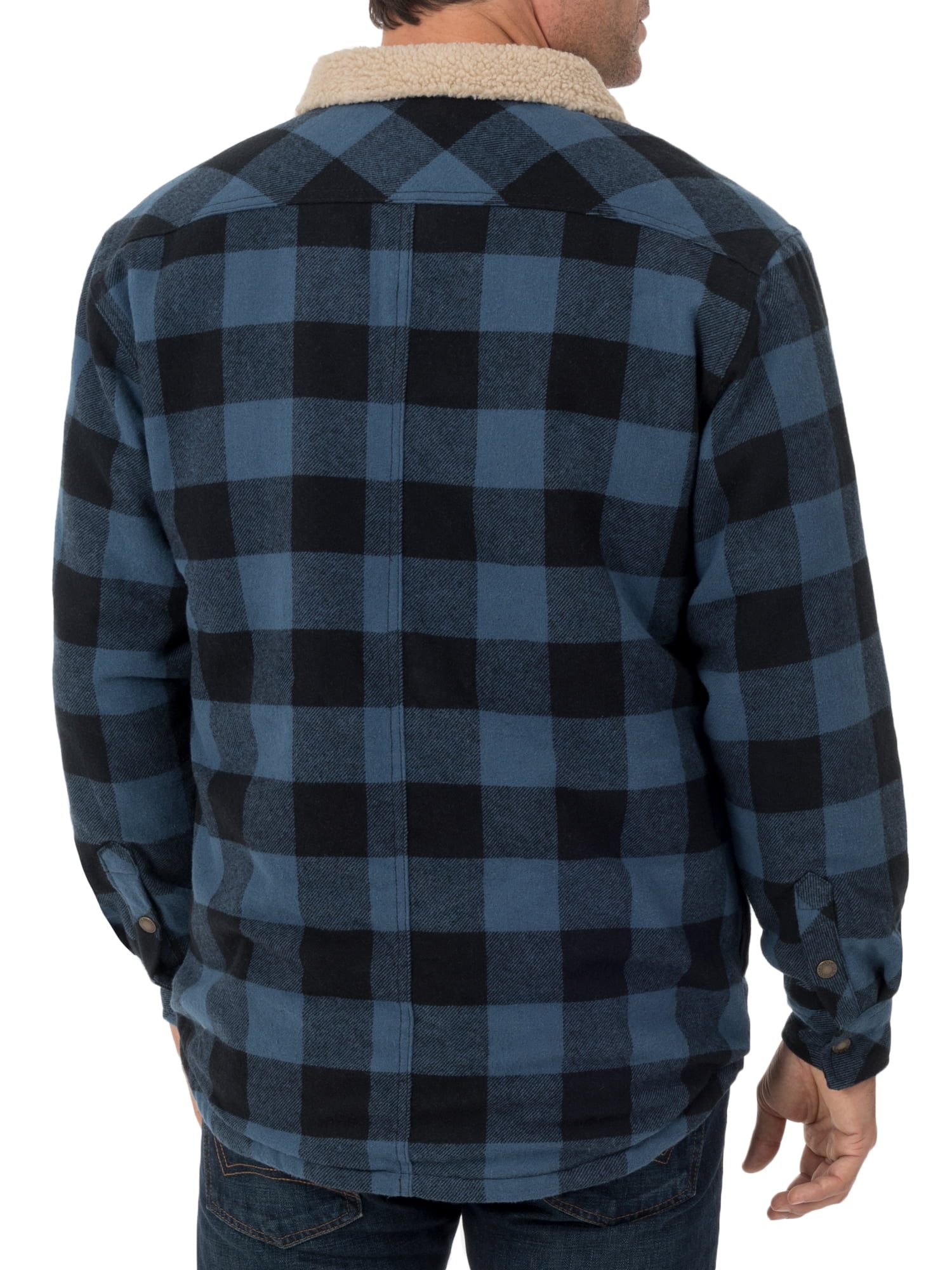 Genuine Dickies Men's Buffalo Twill Shirt Jacket with Sherpa Collar