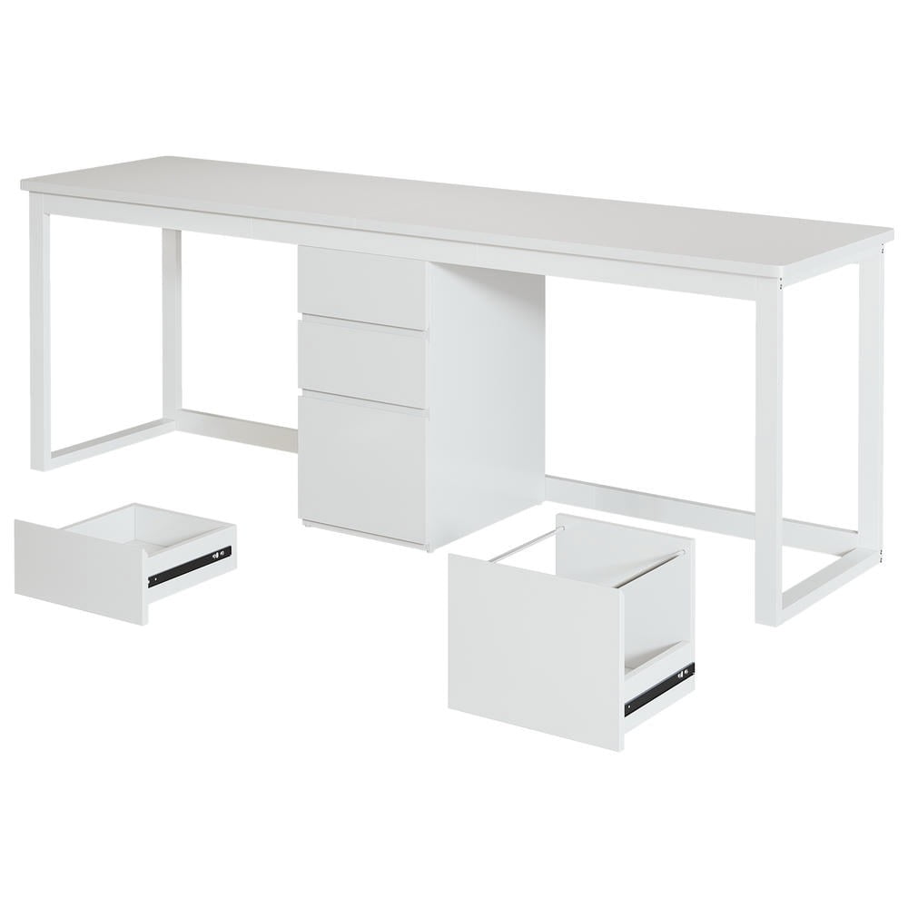 GVN 78.7" 2 Person Executive Computer Desk with 3 Drawers and Storage, Extra Long Double Home Office Desk for Home Office, Living Room, White