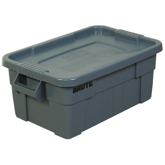 BRUTE Tote with Lid 14 gal 27.5" x 16.75" x 10.75" Gray FG9S3000GRAY