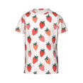 thumbnail image 4 of Wukai Hand Drawn Strawberry Youth Unisex Short Sleeve T-Shirt for Boys, Girls, Teens, and Kids-Small, 4 of 7