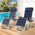 thumbnail image 6 of Zero Gravity Chair with Cushion, Reclining Outdoor Patio Lounge Chair, Folding Indoor Anti Gravity Recliner, Portable Lounger with Removable Cup Holder Side Tray and Pillow Headrest (Blue), 6 of 22