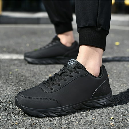 

Mens Shoes Large Size Casual Leather Laace Up Casual Fashion Simple Shoes Running Sneakers Black 11.5