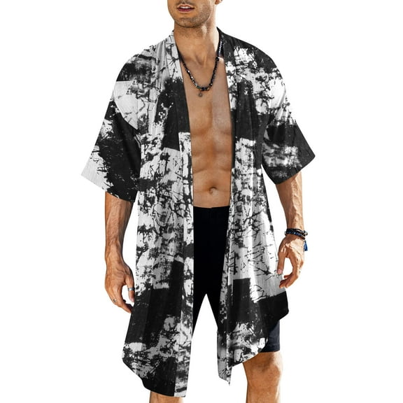 COOFANDY Mens Long Cardigan Cotton Kimono Lightweight Casual Beach Robe