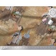 thumbnail image 2 of Soimoi Modal Satin Fabric Flower Vase,Cat & Girl Human Figure Print Sewing Fabric Yard 42 Inch Wide, 2 of 3