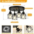 thumbnail image 4 of 4-Light Kitchen Light Fixtures Ceiling Mount Adjustable Multi-Directional Flush Mount Ceiling Light Fixtures Farmhouse Metal Cage Ceiling Lights for Dining Room Entryway Hallway, 4 of 7