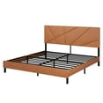 thumbnail image 2 of Generic King size metal bed frame, square platform bed with under-bed storage, no spring-loaded mattress required, vintage brown, 2 of 7