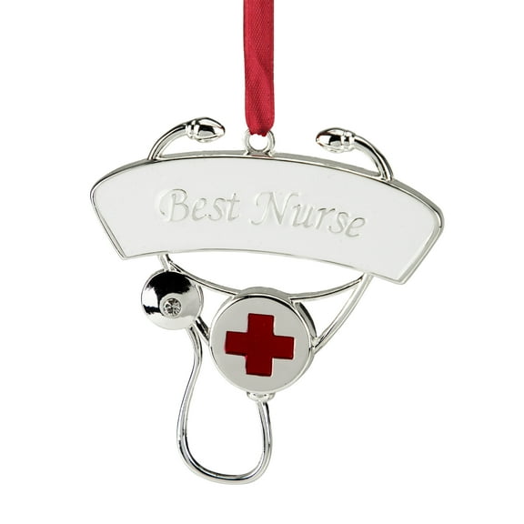 Northlight 3.25" Silver-Plated Best Nurse Stethoscope Christmas Ornament