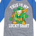 thumbnail image 3 of Garfield - This Is My Lucky Shirt - Toddler And Youth Raglan Graphic T-Shirt, 3 of 4