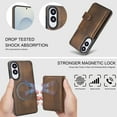 thumbnail image 5 of for Samsung Galaxy S25 Edge Case, Compatible with MagSafe, Detachable Magnetic Wallet Case with PU Leather Kickstand Card Slots Shockproof Protection 2 In 1 Function Case for Galaxy S25 Edge, Brown, 5 of 6