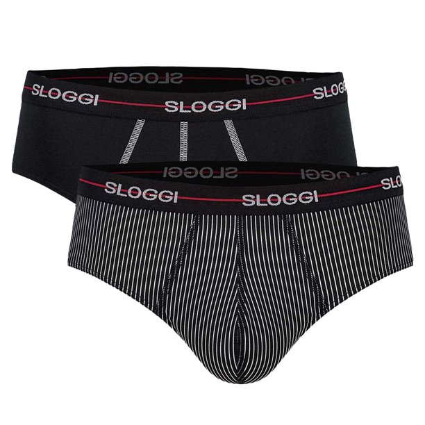 Sloggi calzoncillos hombre 2-pack - Start midi C2P box, algodón Negro/Gris Oscuro XL (X-Large)