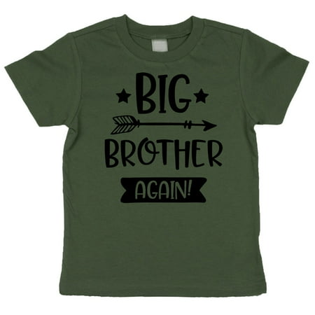 

Only Child to Big Brother Sibling Reveal Announcement Shirt for Boys Big Brother Sibling Outfit Military Green Shirt