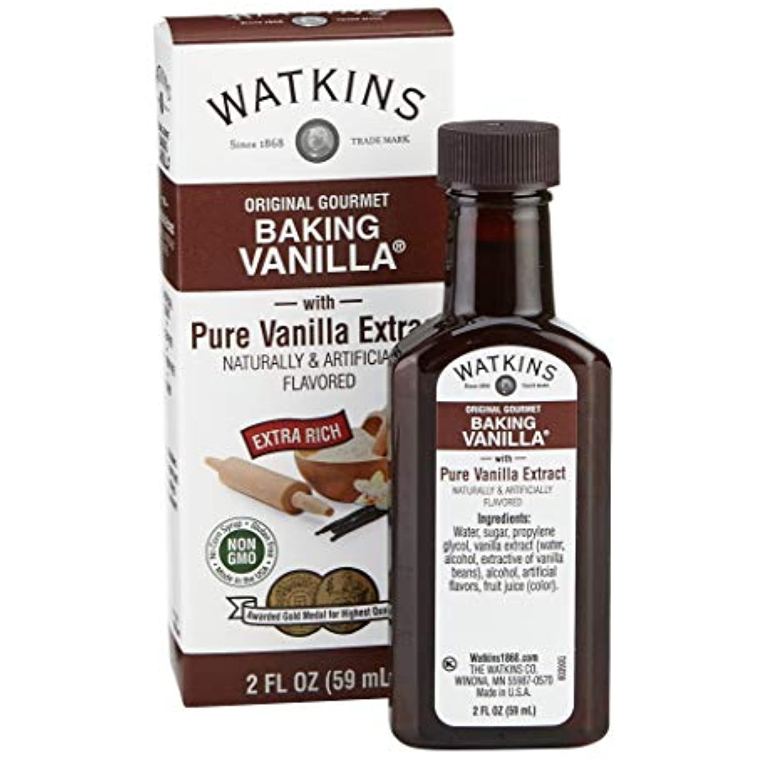 Watkins Original Gourmet Baking Vanilla With Pure Vanilla Extract, 2 Fl