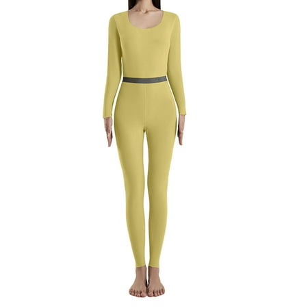 

TongL Thermal Underwear Panty Set 2Pcs/Set Coldproof U Neck Chic Thicken Fleeced Underwear Pullover Trousers