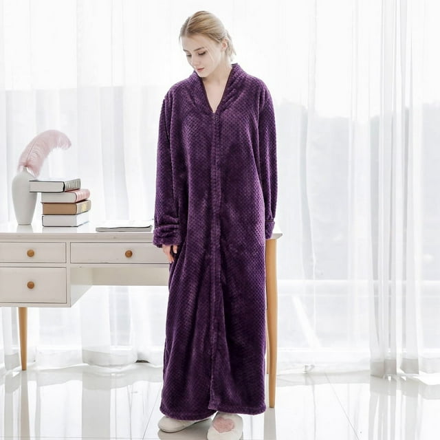 Camisón de franela de otoño e invierno para mujer, camisón de cuadros de piña alargado y grueso, bata de baño para pareja, pijamas para hombre, ropa de casa
