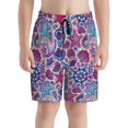 thumbnail image 2 of Cauagu Cute Nautical Print Swim Trunks for Men,Youth Boys Swim Shorts Compression Liner Beach Shorts Boys' Swimming Shorts 7-20 Years Bathing Suit-Medium, 2 of 7