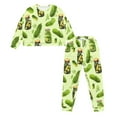 thumbnail image 4 of Yuyamidu Cucumber Pjs for Women Set 2 Pieces Comfy Pajama Tops with Long Sweatpants Size S Casual Long Sleeve Sleepwear Ladies Home Wear Lounge Wear, Green, 4 of 7