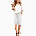 thumbnail image 3 of Kaprioy Running Shorts for Girls Girls Bermuda Shorts Knee Length Straight Leg Shorts Loose Casual Solid Drawstring Elastic Waist Short Pants Bermuda Shorts Kids, 3 of 5