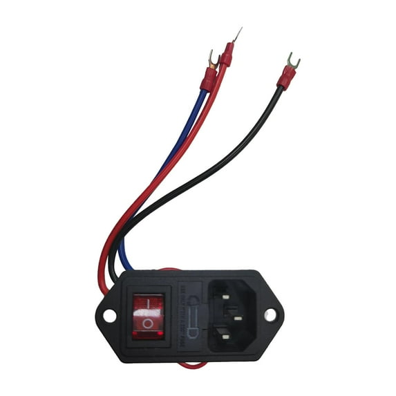 10A 250V Rocker Switch Power Socket, Fuse Switch Inlet Module Plug, 3 Pin with 3Pcs Wiring, Male Power Socket with Switch, Stable Performance