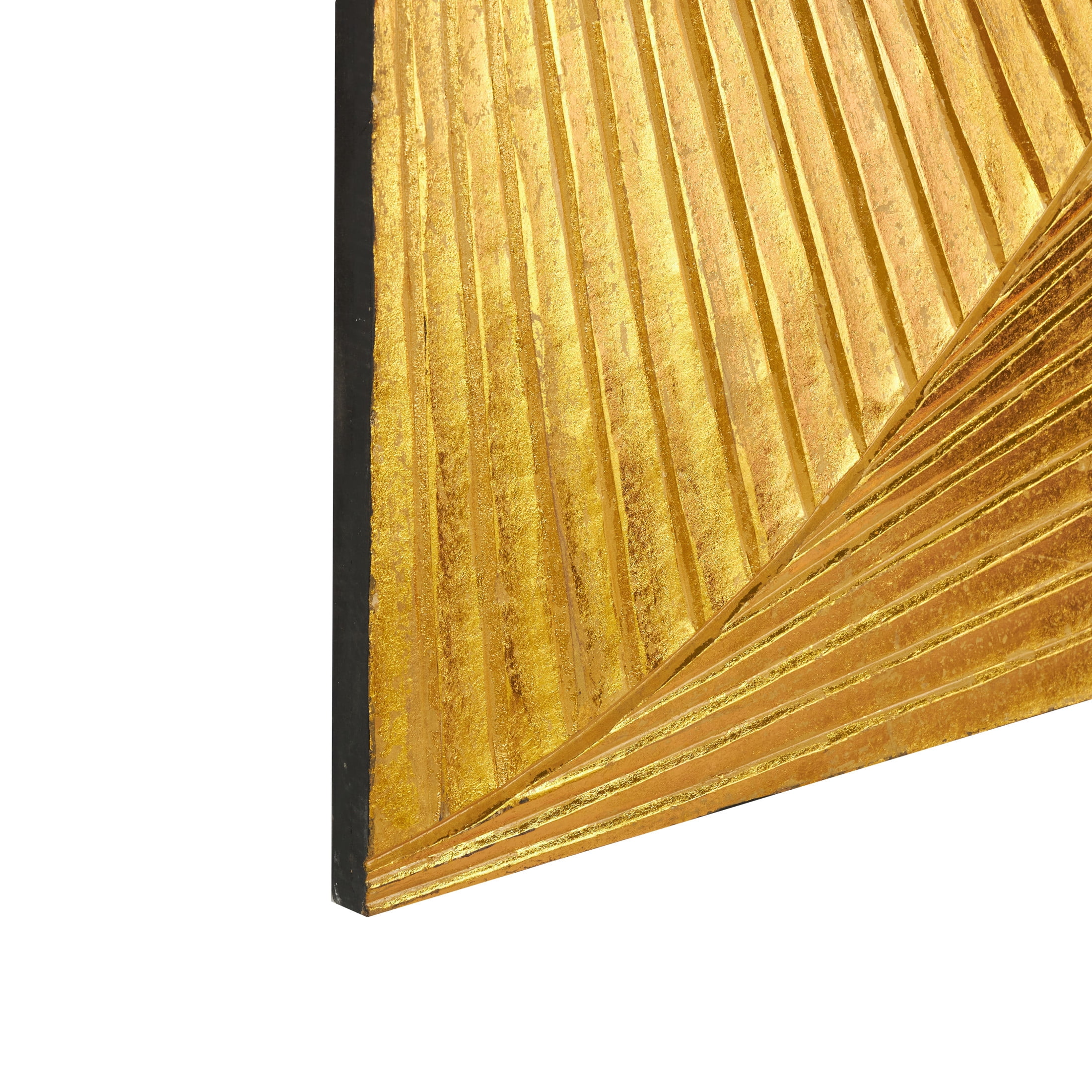 DecMode Gold Wood Carved Radial Geometric Wall Decor