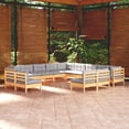 thumbnail image 1 of vidaXL 13 Piece Garden Lounge Set with Grey Cushions Solid Pinewood, 1 of 5