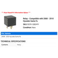 thumbnail image 2 of Relay - Compatible with 2008 - 2010 Hyundai Santa Fe 2009, 2 of 2
