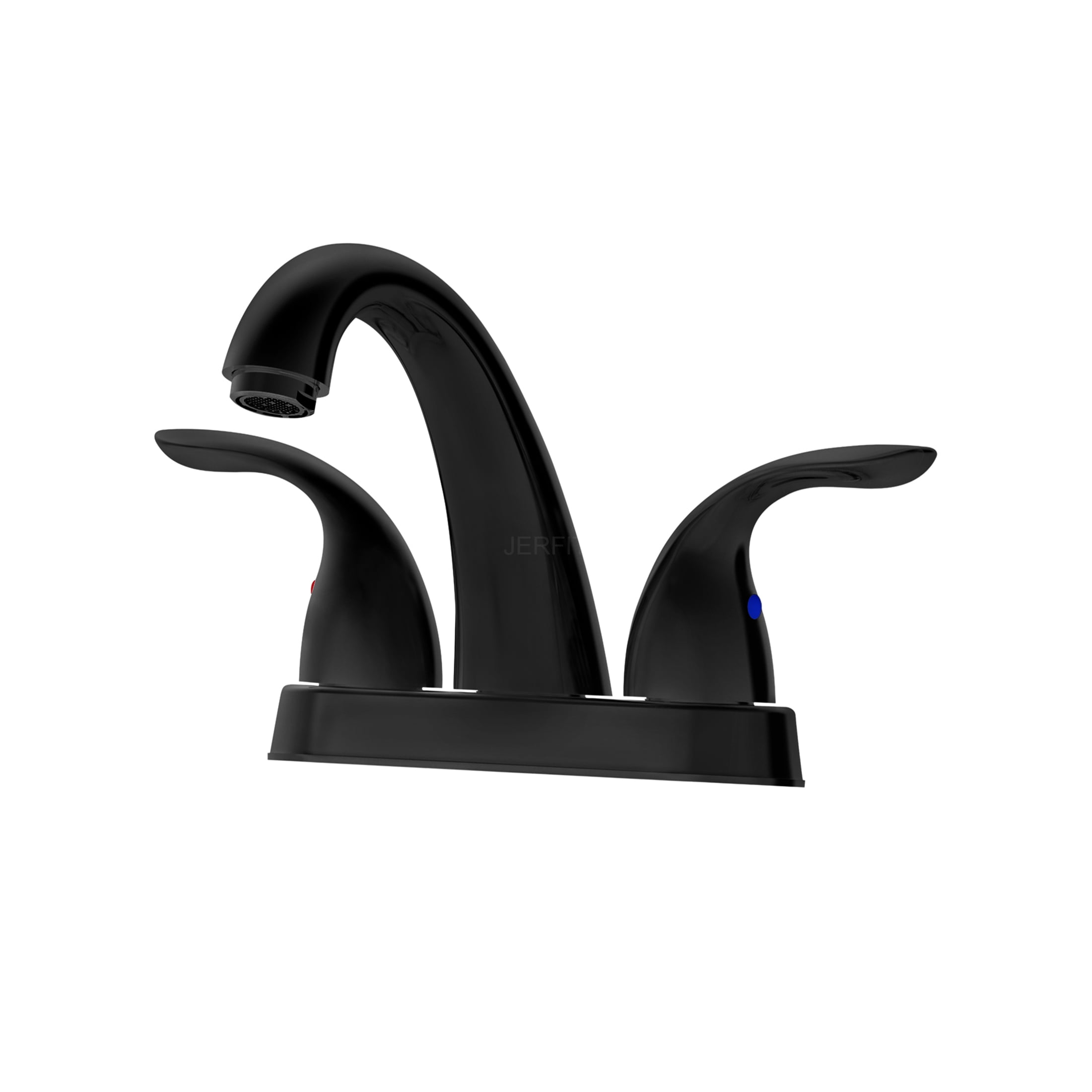 JERFIT 5.45" 2-Handle Bathroom Sink Faucet with Deck Plate, Matt Black Finish, 2 or 3 Holes, CUPC Certified, Ceramic Disc Cartridge for Drip-Free Performance