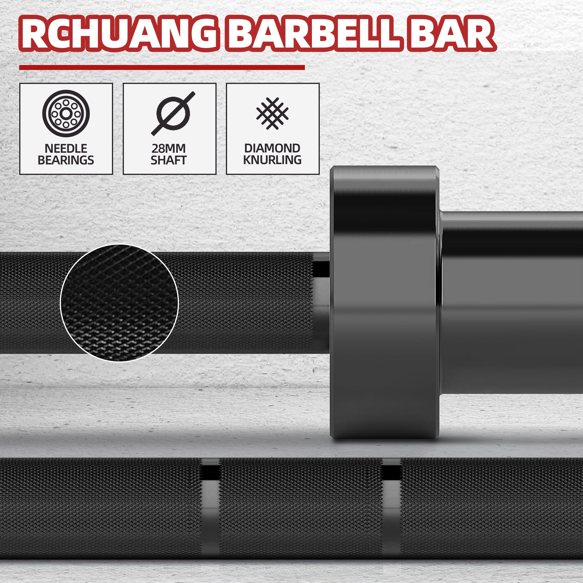 FlexWave Straight Olympic Barbell, Alloy Steel with Ceramic Coating, 2-Inch Diameter, 7FT, Available in Multiple Colors