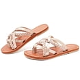 thumbnail image 2 of Ataiwee Women's Flat Slide Sandals - Casual Comfort Braided Multiple Cross Pinstripe Flat Summer Sandals., 2 of 6