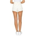 thumbnail image 3 of KHAKI & BLUE Women's Twill Shorts High Waisted All-Over Flower Embroidery Raw Edge Hem Casual Stretch Comfy Pants 51560Z-TWL71-EM527 Ivory 3, 3 of 3