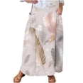 thumbnail image 2 of WXLWZYWL Women's Linen Maxi Skirt with Pockets - Floral Print Casual Elastic Waistband Flared Long Skirt 2024 Fall Fashion, 2 of 5