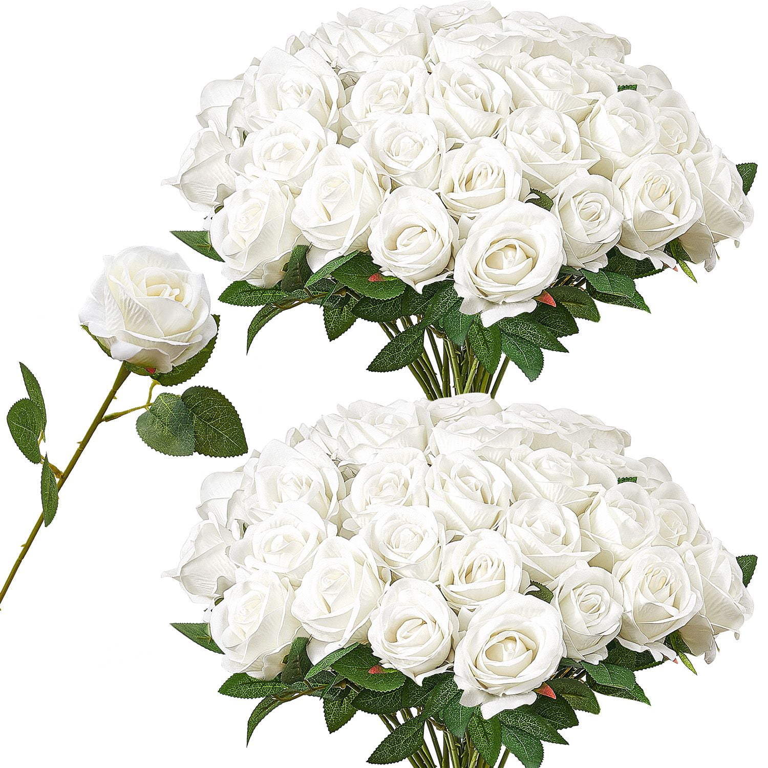 Artificial Roses 60-Pack, 5-Layer Silk Velvet Flowers, 20 Inch Height with 2.76 Inch Heads, Flexible PE-Coated Wire Stems, Fade-Resistant for Wedding Party Home Decor