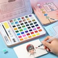 thumbnail image 2 of 36/48 Colors Solid Watercolor Paint Set Art Pigments Painting Drawing Brush Kit, 2 of 21