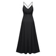 thumbnail image 4 of Hulanddfd Women's Dress V-Neck Halter Sleeveless Solid Color Backless Dress Black Size XL, 4 of 4