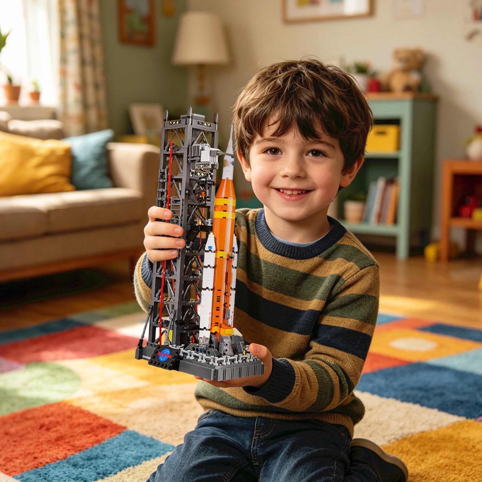 Artemis 2 Moon Rocket Building Block Set with Launch Tower, 908Pcs Space Exploration Model Kit, NASA-Inspired Collectible Display