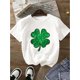 thumbnail image 2 of Women's St. Patrick's Day Festive Green Shamrock Print T-Shirt - Casual Polyester, Crew Neck, Short Sleeve, Machine Washable, Perfect for Summer Celebrations, Ladies T-Shirts, 2 of 7