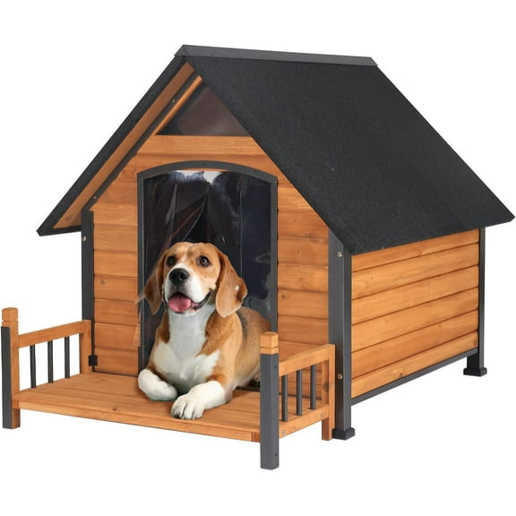 Aivituvin Dog House Outdoor Weatherproof Chew Proof Large Dog Kennel with Metal Frame for Small Medium Large Dogs, 50.9" D x 37.4" W x 37.2" H